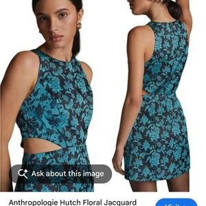 Hutch Teal and Black Floral Cutout Mini Dress | Size 6 (New)